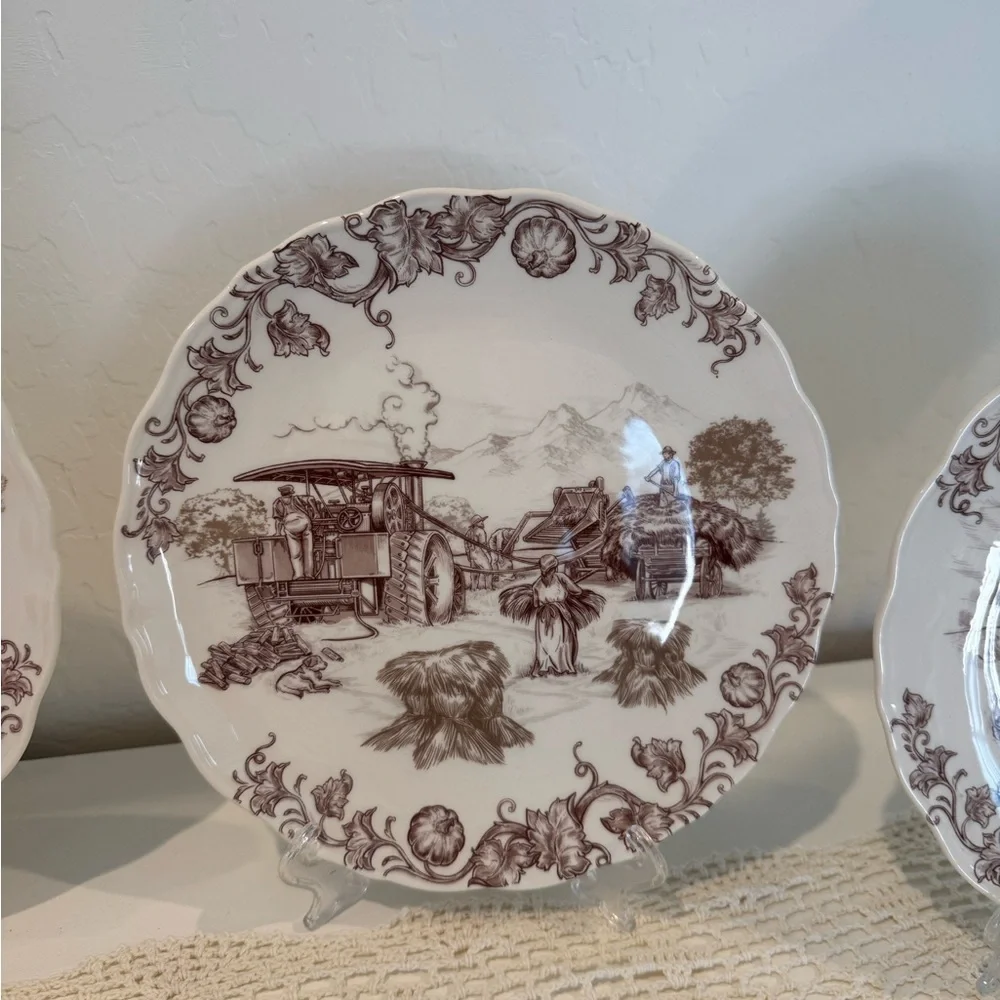 Pier 1 Harvest Village 9” Salad Plates – Set of 4, NIB